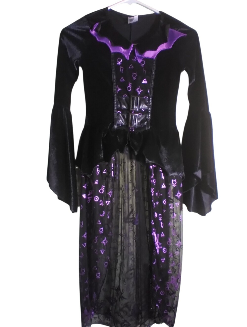 Spirit Black And Purple High Low Whimsygoth Witchy Dress Size M Velvet And Shear